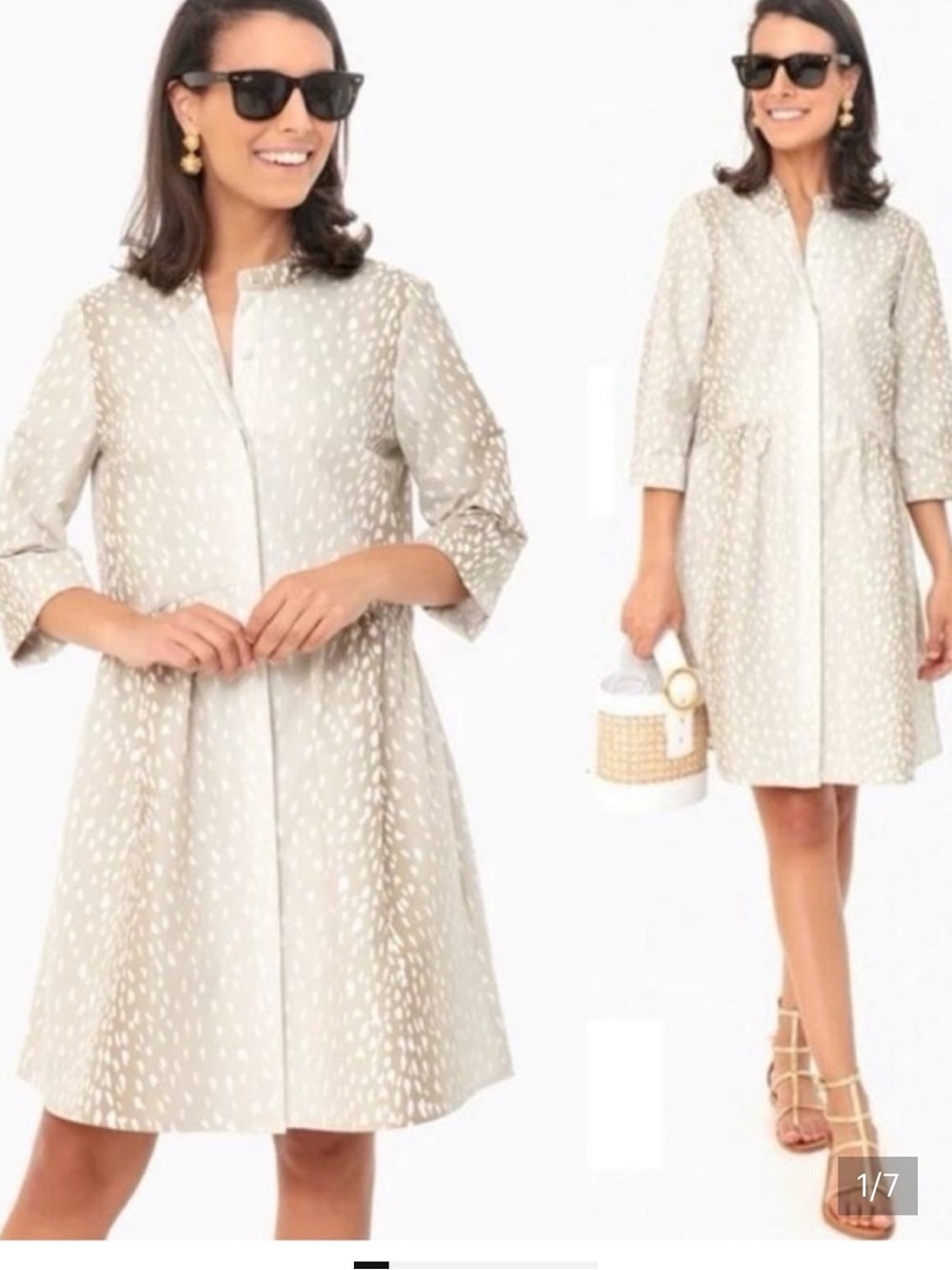 Tuckernuck Fawn Print Royal Shirt Dress Size S